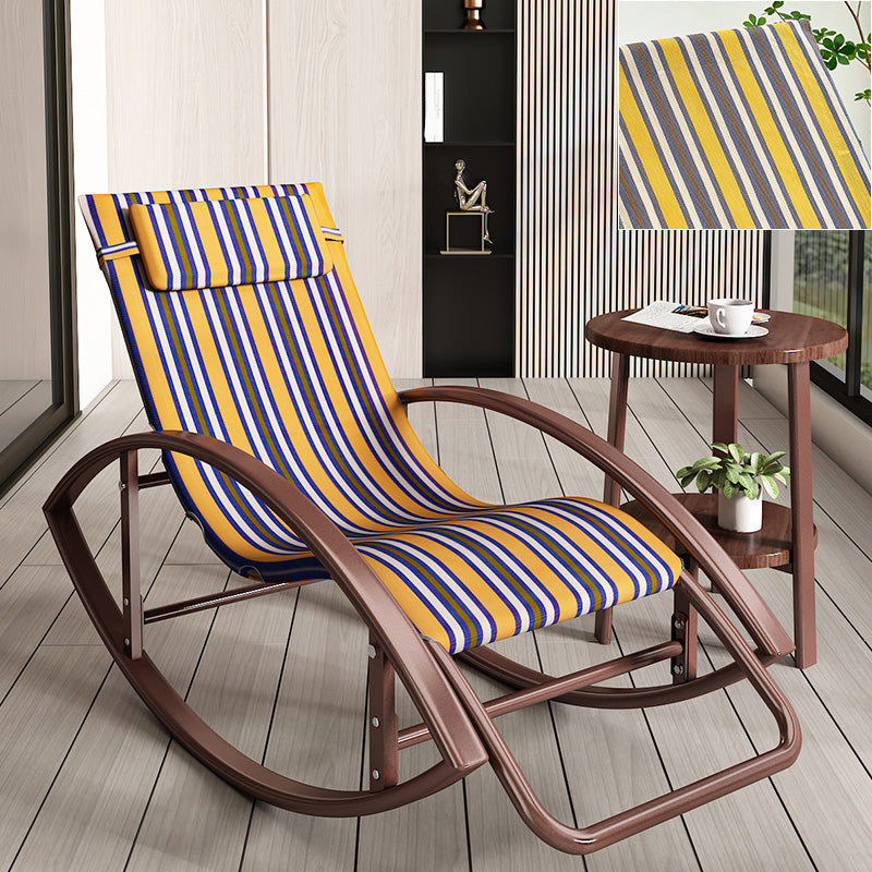 Contemporary Rocker Chair Metal Frame Water Resistant Fabric Rocker Chair with Pillow Violet Brown Clearhalo 'Chairs & Seating' 'furn' 'furn_rocking_chairs' 'Furniture' 'Living Room Furniture' 'Rocking Chairs' 'rocking_chairs' 6431996