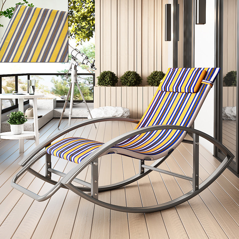 Contemporary Rocker Chair Metal Frame Water Resistant Fabric Rocker Chair with Pillow Violet Silver Clearhalo 'Chairs & Seating' 'furn' 'furn_rocking_chairs' 'Furniture' 'Living Room Furniture' 'Rocking Chairs' 'rocking_chairs' 6431999
