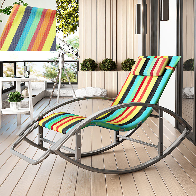 Contemporary Rocker Chair Metal Frame Water Resistant Fabric Rocker Chair with Pillow Yellow Silver Clearhalo 'Chairs & Seating' 'furn' 'furn_rocking_chairs' 'Furniture' 'Living Room Furniture' 'Rocking Chairs' 'rocking_chairs' 6432002
