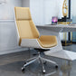 Contemporary Wheels Swivel Chair Faux Leather High Back Chair Beige 1 Piece Star Base Clearhalo 'furn' 'furn_office_chair' 'Furniture' 'Office Chairs' 'Office Furniture' 'office_chair' 6432052