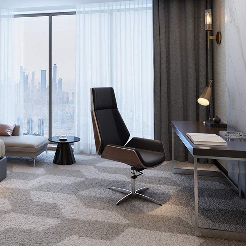 Contemporary Wheels Swivel Chair Faux Leather High Back Chair Clearhalo 'furn' 'furn_office_chair' 'Furniture' 'Office Chairs' 'Office Furniture' 'office_chair' 6432054