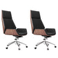 Contemporary Wheels Swivel Chair Faux Leather High Back Chair Black 2 Piece Set Star Base Clearhalo 'furn' 'furn_office_chair' 'Furniture' 'Office Chairs' 'Office Furniture' 'office_chair' 6432055