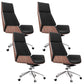 Contemporary Wheels Swivel Chair Faux Leather High Back Chair Black 4 Piece Set Star Base Clearhalo 'furn' 'furn_office_chair' 'Furniture' 'Office Chairs' 'Office Furniture' 'office_chair' 6432056
