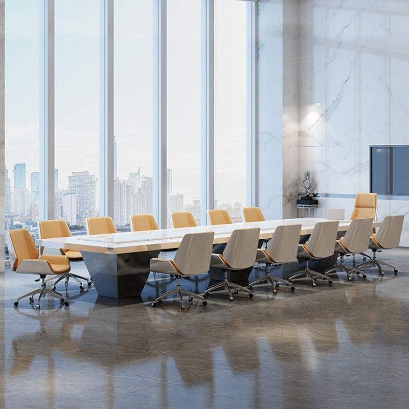 Contemporary Wheels Swivel Chair Faux Leather High Back Chair Clearhalo 'furn' 'furn_office_chair' 'Furniture' 'Office Chairs' 'Office Furniture' 'office_chair' 6432058