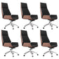 Contemporary Wheels Swivel Chair Faux Leather High Back Chair Black 6 Piece Set Star Base Clearhalo 'furn' 'furn_office_chair' 'Furniture' 'Office Chairs' 'Office Furniture' 'office_chair' 6432059