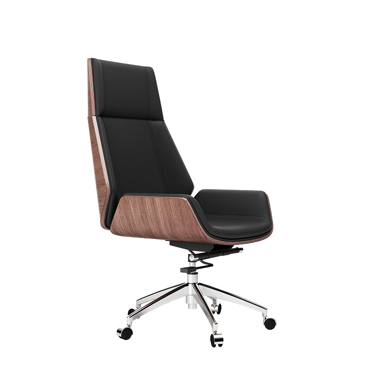 Contemporary Wheels Swivel Chair Faux Leather High Back Chair Clearhalo 'furn' 'furn_office_chair' 'Furniture' 'Office Chairs' 'Office Furniture' 'office_chair' 6432060