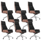 Contemporary Wheels Swivel Chair Faux Leather High Back Chair Black 8 Piece Set Star Base Clearhalo 'furn' 'furn_office_chair' 'Furniture' 'Office Chairs' 'Office Furniture' 'office_chair' 6432061