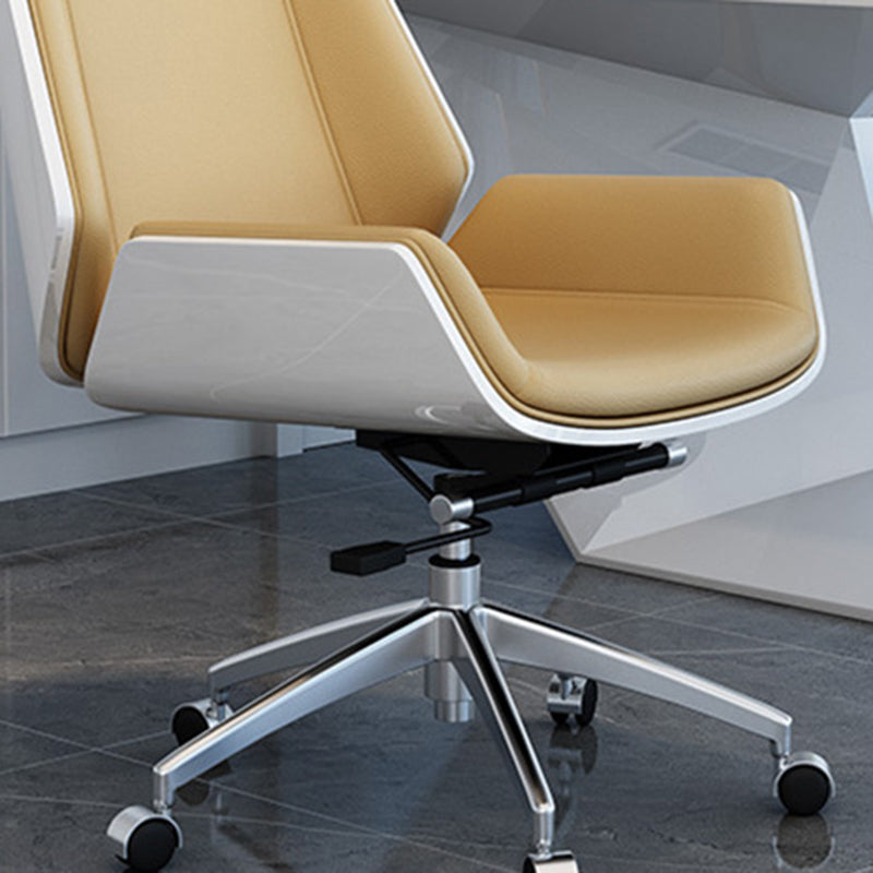 Contemporary Wheels Swivel Chair Faux Leather High Back Chair Clearhalo 'furn' 'furn_office_chair' 'Furniture' 'Office Chairs' 'Office Furniture' 'office_chair' 6432062
