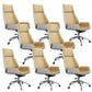 Contemporary Wheels Swivel Chair Faux Leather High Back Chair Beige 8 Piece Set Star Base Clearhalo 'furn' 'furn_office_chair' 'Furniture' 'Office Chairs' 'Office Furniture' 'office_chair' 6432068