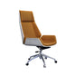 Contemporary Wheels Swivel Chair Faux Leather High Back Chair Brown 1 Piece Star Base Clearhalo 'furn' 'furn_office_chair' 'Furniture' 'Office Chairs' 'Office Furniture' 'office_chair' 6432069