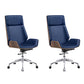 Contemporary Wheels Swivel Chair Faux Leather High Back Chair Blue 2 Piece Set Star Base Clearhalo 'furn' 'furn_office_chair' 'Furniture' 'Office Chairs' 'Office Furniture' 'office_chair' 6432075