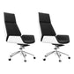 Contemporary Wheels Swivel Chair Faux Leather High Back Chair Black White 2 Piece Set Star Base Clearhalo 'furn' 'furn_office_chair' 'Furniture' 'Office Chairs' 'Office Furniture' 'office_chair' 6432080