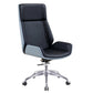 Contemporary Wheels Swivel Chair Faux Leather High Back Chair Blue-Black 1 Piece Star Base Clearhalo 'furn' 'furn_office_chair' 'Furniture' 'Office Chairs' 'Office Furniture' 'office_chair' 6432084
