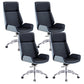 Contemporary Wheels Swivel Chair Faux Leather High Back Chair Blue-Black 4 Piece Set Star Base Clearhalo 'furn' 'furn_office_chair' 'Furniture' 'Office Chairs' 'Office Furniture' 'office_chair' 6432086