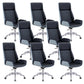 Contemporary Wheels Swivel Chair Faux Leather High Back Chair Blue-Black 8 Piece Set Star Base Clearhalo 'furn' 'furn_office_chair' 'Furniture' 'Office Chairs' 'Office Furniture' 'office_chair' 6432088