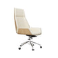 Contemporary Wheels Swivel Chair Faux Leather High Back Chair Off-White 1 Piece Star Base Clearhalo 'furn' 'furn_office_chair' 'Furniture' 'Office Chairs' 'Office Furniture' 'office_chair' 6432089
