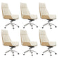 Contemporary Wheels Swivel Chair Faux Leather High Back Chair Off-White 6 Piece Set Star Base Clearhalo 'furn' 'furn_office_chair' 'Furniture' 'Office Chairs' 'Office Furniture' 'office_chair' 6432092