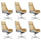 Contemporary Wheels Swivel Chair Faux Leather High Back Chair Beige 6 Piece Set 4-Star Clearhalo 'furn' 'furn_office_chair' 'Furniture' 'Office Chairs' 'Office Furniture' 'office_chair' 6432102