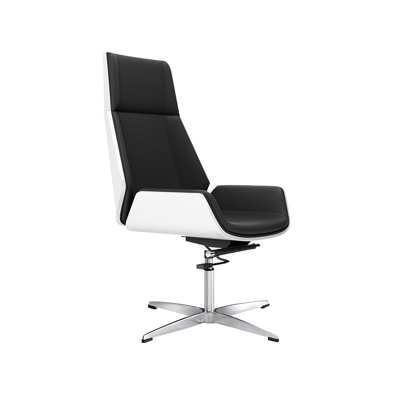 Contemporary Wheels Swivel Chair Faux Leather High Back Chair Black White 1 Piece 4-Star Clearhalo 'furn' 'furn_office_chair' 'Furniture' 'Office Chairs' 'Office Furniture' 'office_chair' 6432104