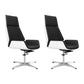 Contemporary Wheels Swivel Chair Faux Leather High Back Chair Black White 2 Piece Set 4-Star Clearhalo 'furn' 'furn_office_chair' 'Furniture' 'Office Chairs' 'Office Furniture' 'office_chair' 6432105