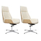 Contemporary Wheels Swivel Chair Faux Leather High Back Chair Off-White 2 Piece Set 4-Star Clearhalo 'furn' 'furn_office_chair' 'Furniture' 'Office Chairs' 'Office Furniture' 'office_chair' 6432110