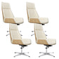 Contemporary Wheels Swivel Chair Faux Leather High Back Chair Off-White 4 Piece Set 4-Star Clearhalo 'furn' 'furn_office_chair' 'Furniture' 'Office Chairs' 'Office Furniture' 'office_chair' 6432111