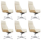 Contemporary Wheels Swivel Chair Faux Leather High Back Chair Off-White 6 Piece Set 4-Star Clearhalo 'furn' 'furn_office_chair' 'Furniture' 'Office Chairs' 'Office Furniture' 'office_chair' 6432112