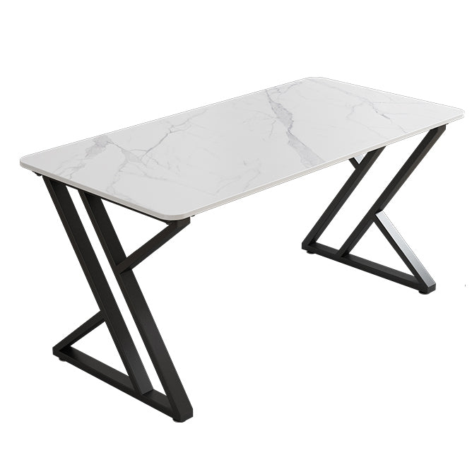 Eigentijdse kantoorbureau gebogen antieke afwerking computerbureau met metalen benen