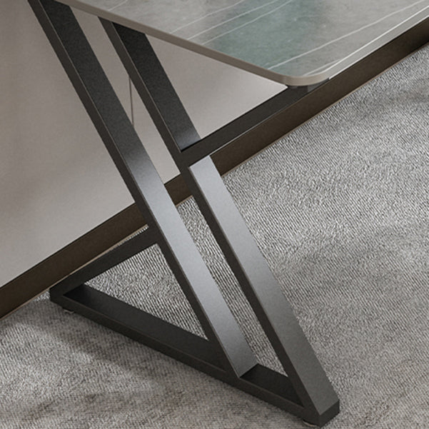 Eigentijdse kantoorbureau gebogen antieke afwerking computerbureau met metalen benen