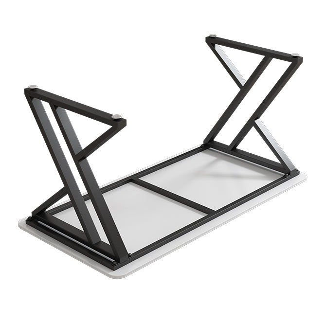 Eigentijdse kantoorbureau gebogen antieke afwerking computerbureau met metalen benen