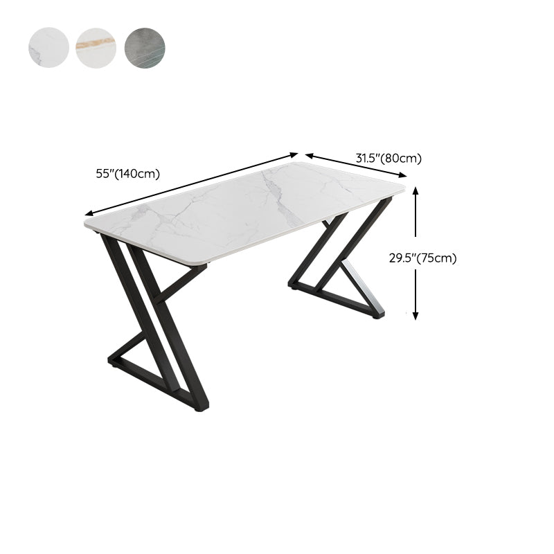 Eigentijdse kantoorbureau gebogen antieke afwerking computerbureau met metalen benen