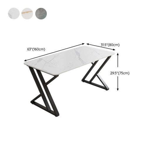 Eigentijdse kantoorbureau gebogen antieke afwerking computerbureau met metalen benen