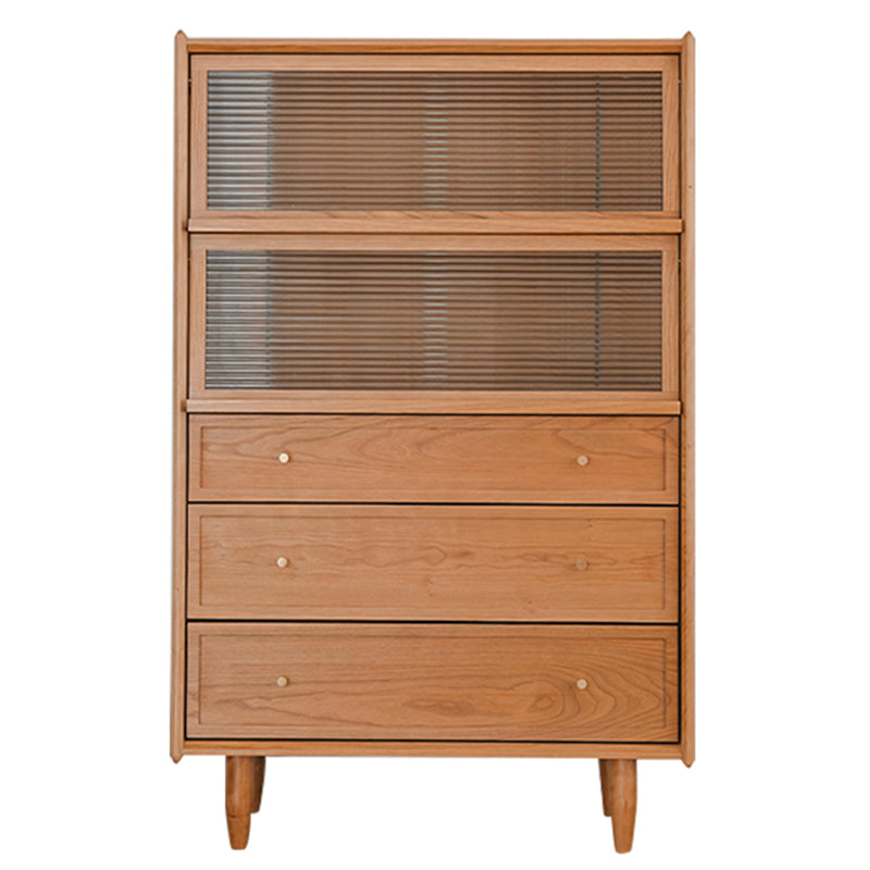 Scandinavian Pine Display Stand Glass Doors Buffet Cabinet with Doors Cherry Clearhalo 'Display & China Cabinets' 'display_china_cabinets' 'furn' 'furn_display_china_cabinets' 'Furniture' 'Kitchen & Dining Furniture' 6432179