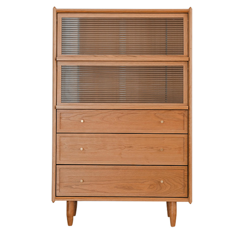 Scandinavian Pine Display Stand Glass Doors Buffet Cabinet with Doors Ginger Clearhalo 'Display & China Cabinets' 'display_china_cabinets' 'furn' 'furn_display_china_cabinets' 'Furniture' 'Kitchen & Dining Furniture' 6432182