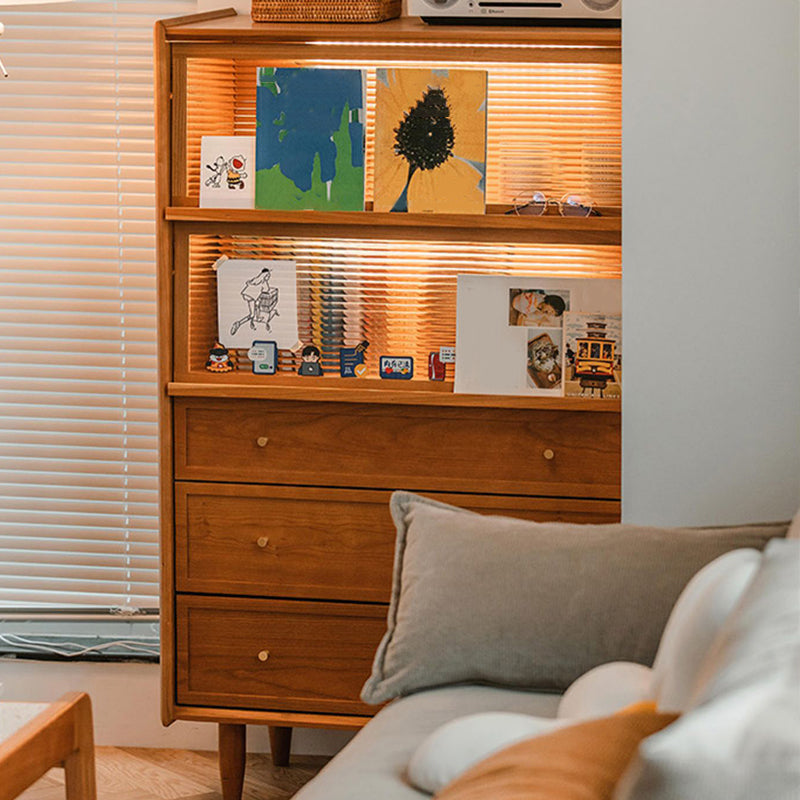 Scandinavian Pine Display Stand Glass Doors Buffet Cabinet with Doors Clearhalo 'Display & China Cabinets' 'display_china_cabinets' 'furn' 'furn_display_china_cabinets' 'Furniture' 'Kitchen & Dining Furniture' 6432184