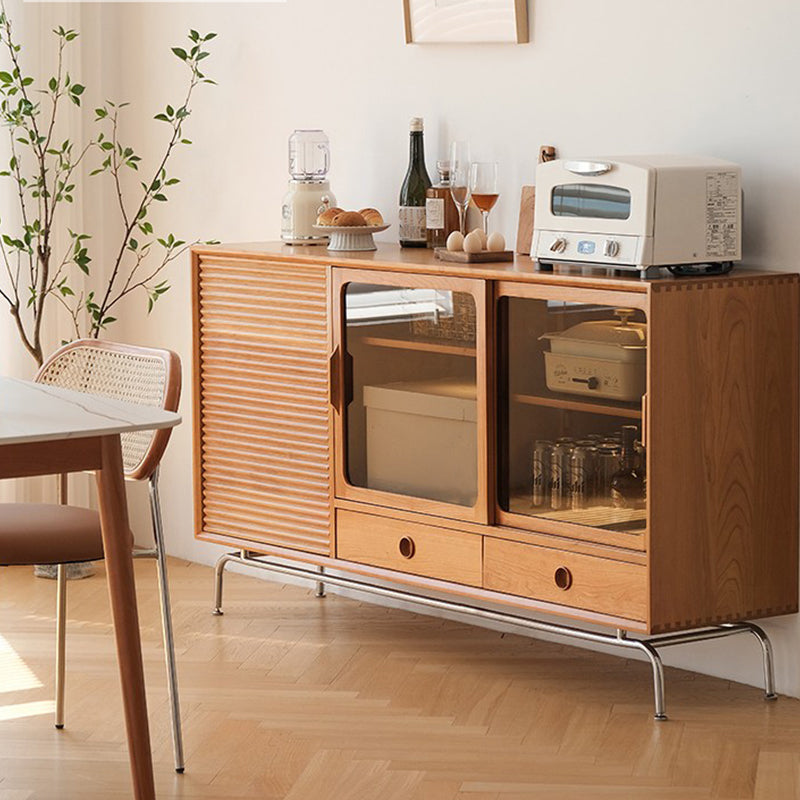 Portes en verre scandinaves armoire de rangement en pin pour le salon