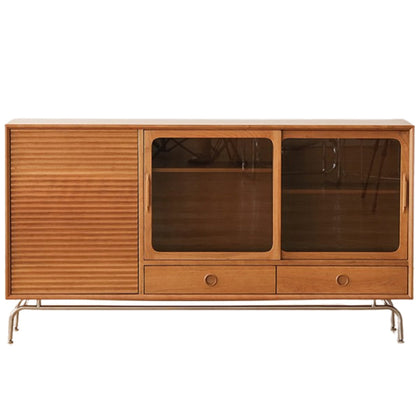 Porte di vetro scandinavo Visualizzazione armadio in pino armadio per soggiorno