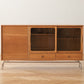 Portes en verre scandinaves armoire de rangement en pin pour le salon