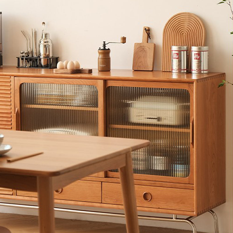 Porte di vetro scandinavo Visualizzazione armadio in pino armadio per soggiorno