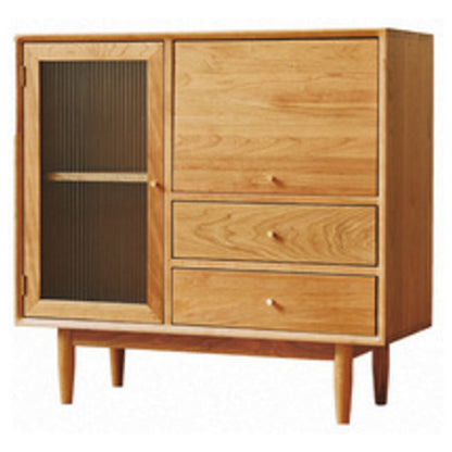 Porte di vetro scandinavo Visualizzazione armadio in pino armadio con porte per soggiorno