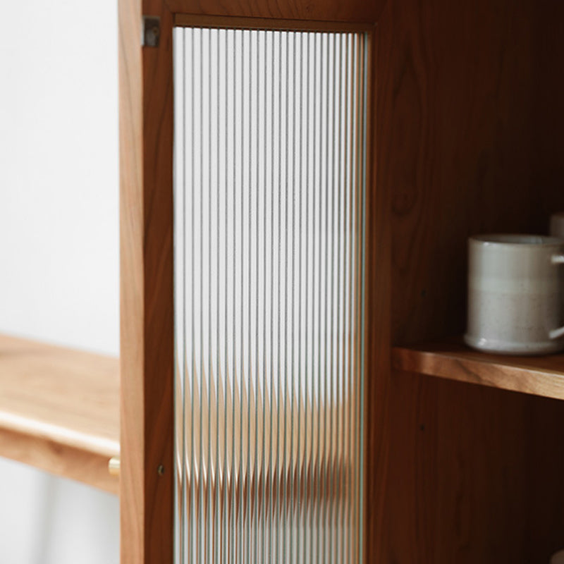 Porte di vetro scandinavo Visualizzazione armadio in pino armadio con porte per soggiorno