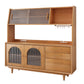 Contemporary Dining Hutch Pine Glass Doors Buffet Cabinet with Drawers 59"L x 17"W x 66"H Cherry Clearhalo 'Display & China Cabinets' 'display_china_cabinets' 'furn' 'furn_display_china_cabinets' 'Furniture' 'Kitchen & Dining Furniture' 6432250