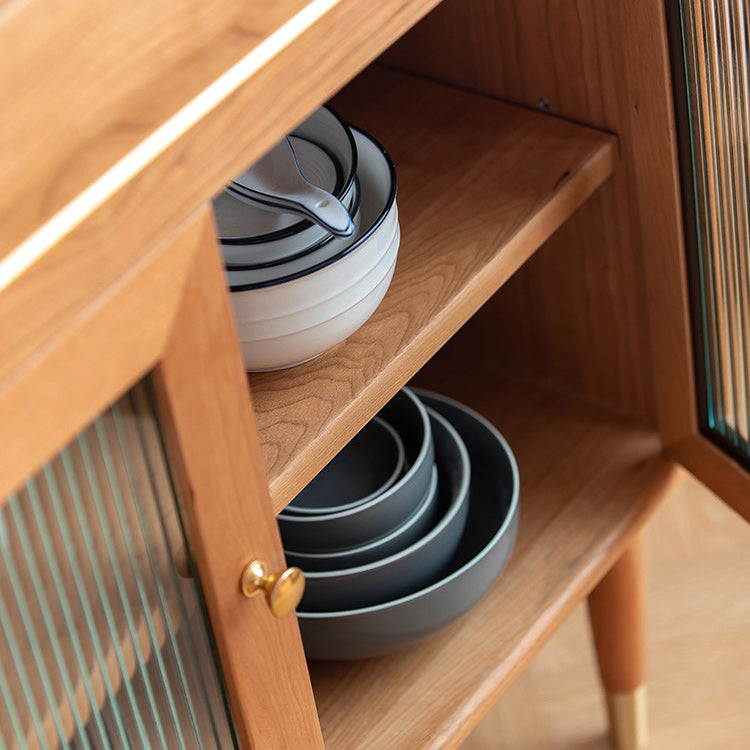 Modern Glass Doors Dining Hutch Pine Storage Cabinet for Living Room Clearhalo 'Display & China Cabinets' 'display_china_cabinets' 'furn' 'furn_display_china_cabinets' 'Furniture' 'Kitchen & Dining Furniture' 6432285