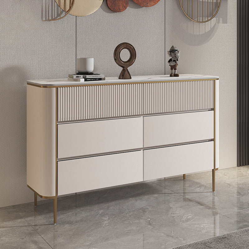 Cassettiera per camera da letto orizzontale Glam Stone in bianco con cassetti