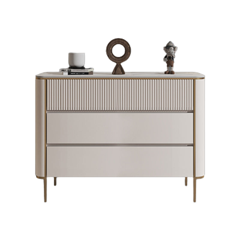 Cassettiera per camera da letto orizzontale Glam Stone in bianco con cassetti