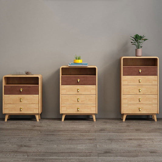 Glam Home Storage Chest Vertical Rubber Wood Chest with Drawers