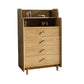 Glam Bedroom Storage Chest Vertical Rubber Wood Chest with Drawers