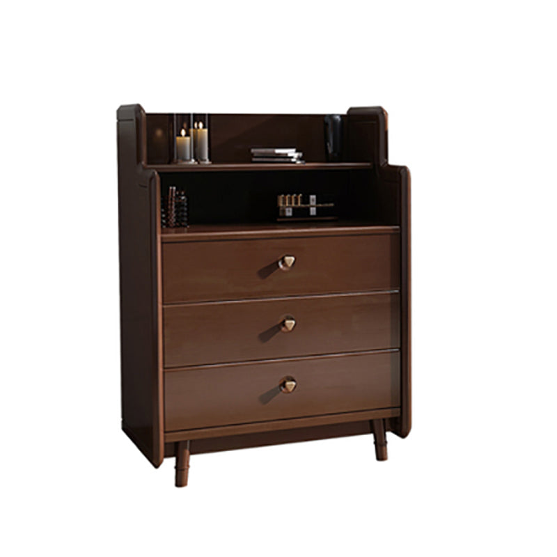 Glam Bedroom Storage Chest Vertical Rubber Wood Chest with Drawers