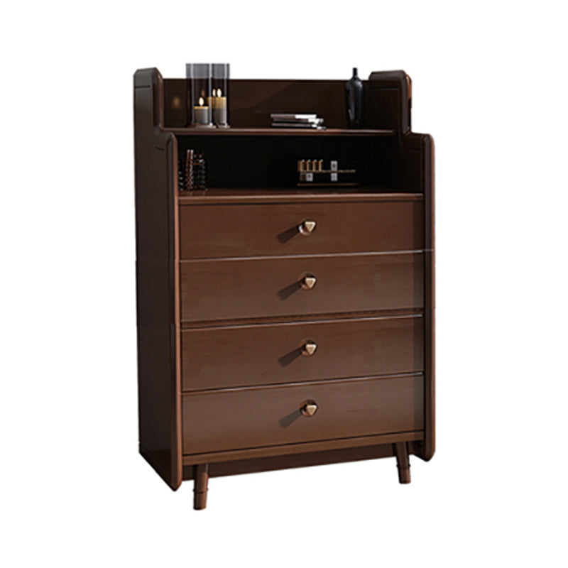 Glam Bedroom Storage Chest Vertical Rubber Wood Chest with Drawers