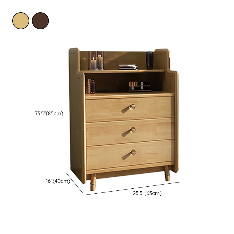 Glam Bedroom Storage Chest Vertical Rubber Wood Chest with Drawers